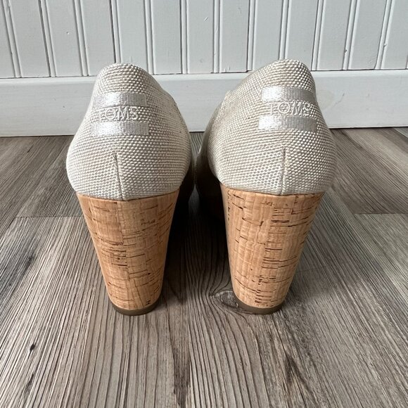 Toms Stella Peep Toe Cork Wedge Sandals, Size 10 - Picture 5 of 8